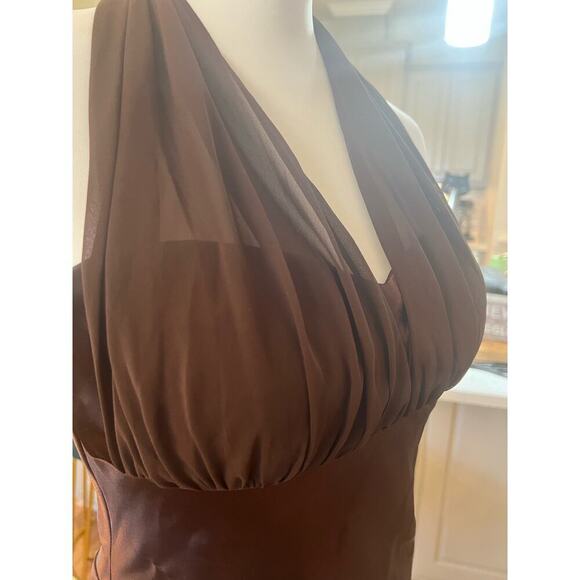DAVIDS BRIDAL FORMAL BROWN SATIN GOWN SIZE 4 - Picture 6 of 7